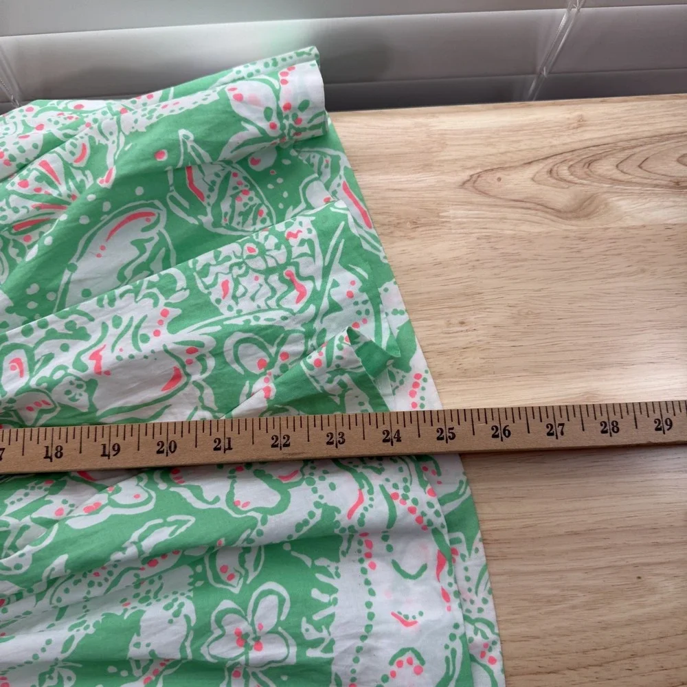 Lilly Pulitzer Strapless Dress Women's XS Green Floral Print Smocked Pleated - Picture 16 of 16